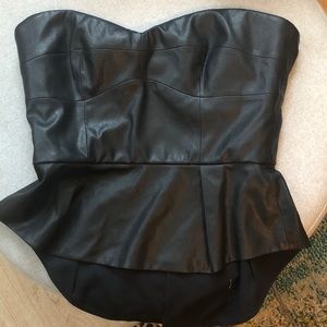 Bcbg strapless black leather shirt